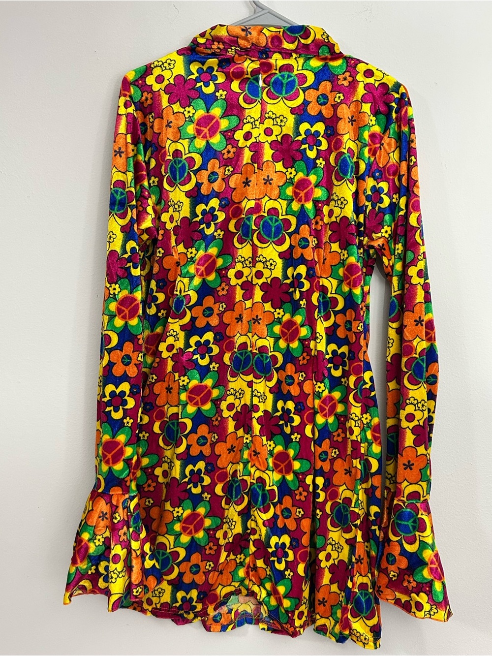 Flower Power Retro Floral Mini Dress Yellow Orange Pink Hippie Costume Sz 12-14 - Picture 3 of 10